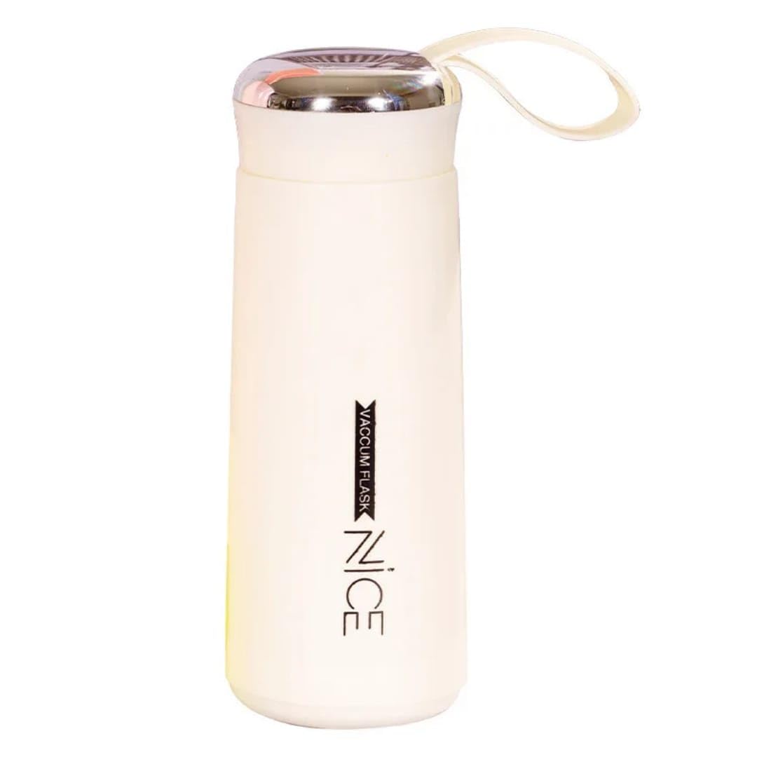 Travel Tumbler Water Bottle 400ml Vacuum Insulated Stainless Steel Bottle with Carry Strap Leak-Resistant Lid Reusable Bottle for