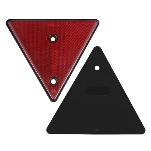 Image of 2-Pack Triangle Safety Reflectors Red Trailer Screw Mount Reflector for Gate Posts, Suitable for Truck Trailer Tractor, Boats, Driveway, Mailbox, Golf Cart