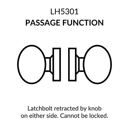 Lawrence Door Knob Cylindrical Lock Passage Function-No Keys Satin Stainless Steel (Us32D) Finish Lh5301Ob Non-Handed Ul Certified Ansi/Bhma Grade 2 Commercial Door Lock For Heavy Duty Use #TOP2