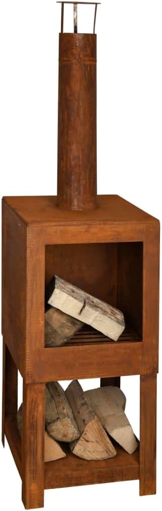 LEMODO Gartenkamin 136cm Mit Grillrost - Outdoor Kamin Mit Funkenschutz