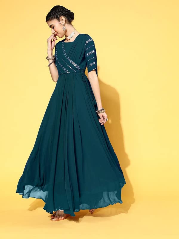 Image of Women's Georgette Maxi Dress - Elegant and Comfortable-Chaman Brown PARENT
