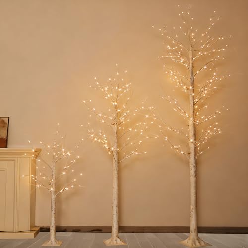 Zcdl Lamp Set of 3 Lighted Birch Tree, 4FT 6FT
