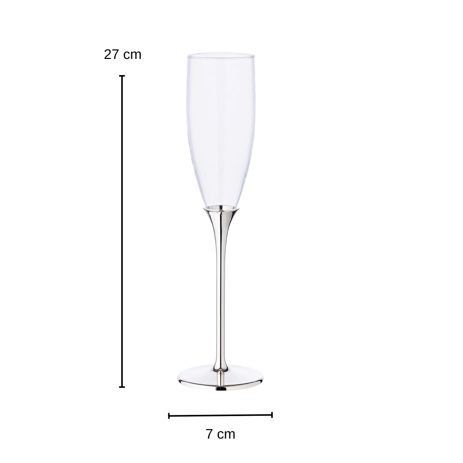 EDZARD 2er-Set Sektkelch Victoria (Höhe 27 cm) aus Glas, Fuß edel versilbert, anlaufgeschützt