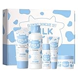 LAIKOU Skin Care Set, Skin Care Routine Kit for Women, Skincare Gift Set, Travel Size Toiletries with Milk Cleanser, Toner, Serum, Eye Cream, Face Cream Mother's Day Christmas Birthday Daughter Wife