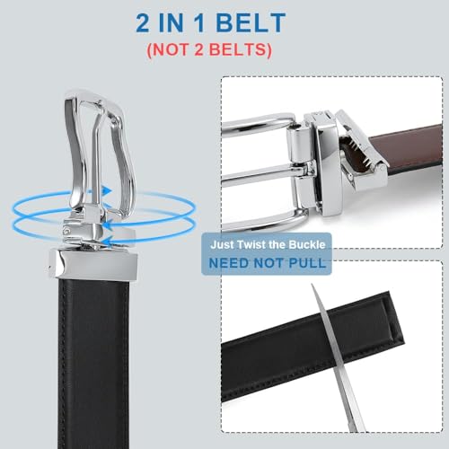 Image of DOOPAI Men's Reversible Leather Belt, 1.25 inch Wide, 2-in-1 Dress & Casual