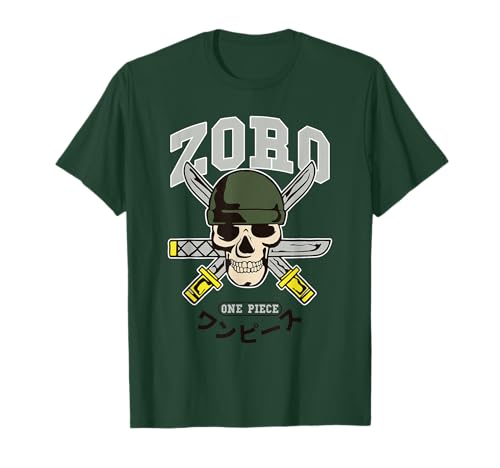 Image of One Piece Zoro Collegic Skull T-Shirt