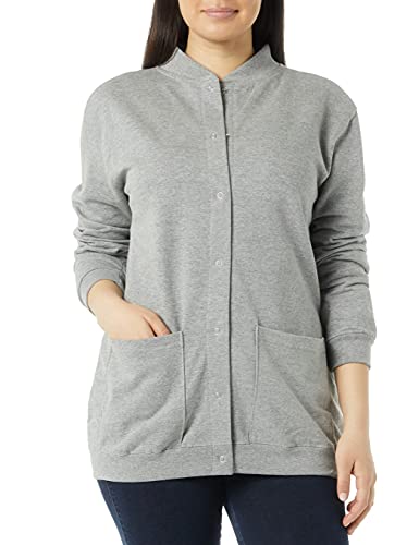 Image of AmeriMark Women Fleece Snap Button Cardigan Sweatshirt Coat - Ladies Soft Lightweight Warm Long Sleeve Jacket with Pockets