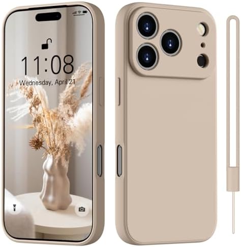 HGH für iPhone 18 Pro/iPhone 17 Pro Hülle Silikon mit 1 Lanyard, Khaki | Handyhülle für iPhone 17 Pro Dünn Rundumschutz mit Microfiber-Innenfutter Kratzfest Schutzhülle