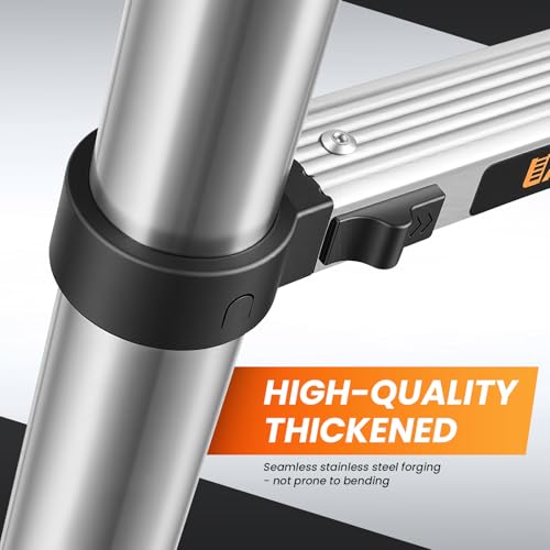 Image of Telescoping Ladder 12.5 FT A Frame, Extension Multi-Purpose with Balance Bar Heavy Duty 330 lbs Max Capacity for Home and Outdoor Work, Silver