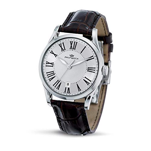 Montre à quartz Philip Watch Sunray R8251180003 en cuir violet et blanc 39 mm