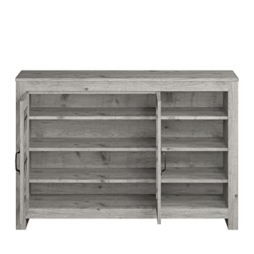 Galano Isadora 16 Pair Shoe Cabinet With 2 Door With Shelves - Modern Shoe Rack - Free Standing Shoe Storage - Acrylic Mirror With Doors - Easy Assembly - Mexican Grey #TOP4