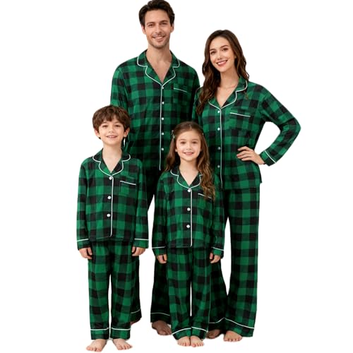 OAKFashion Family Matching Pajamas Set - Holiday Plaid Sleepwear for Adults, Kids & Baby | Cotton-Blend Festive Loungewear(#9i-7, Mom, L)