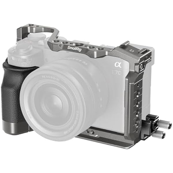 SMALLRIG HawkLock Zestaw klatki do aparatu fotograficznego Quick Release do Sony A7C II A7CR ze zintegrowanym silikonowym uchwytem pełny dostęp do klatki do tworzenia wideoblogów - 5198