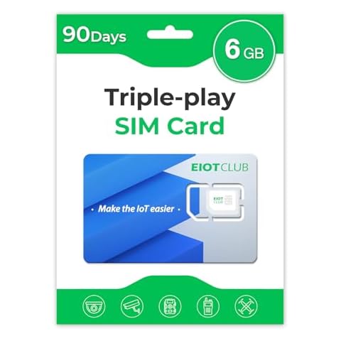 EIOTCLUB Data Only SIM Card Triple Play -6G 90Days- Perfect for 4G Ccellular Security, Solar, and Hunting Trail Cameras and IoT Devices (USA Coverage, 3-in-1 Cut) Cover