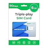 EIOTCLUB Data SIM Card Only Triple Play 6G 90 Days Perfect for 4G Ccellular Security, Solar and Hunting Trail Cameras and IoT Devices (US Coverage, 3-in-1 Cut)