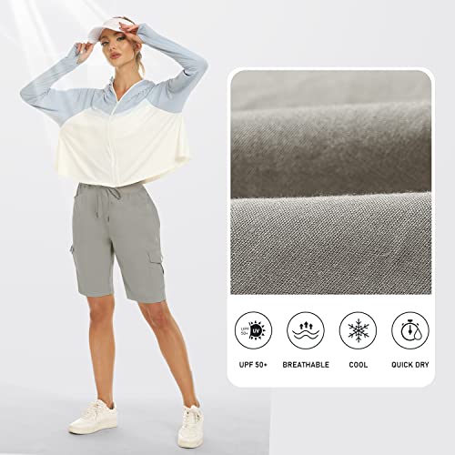 Mofiz Women's Hiking Cargo Shorts Quick Dry Lightweight Summer Shorts For Women Travel Athletic Running Shorts With Pockets Grey Khaki Xs #TOP3