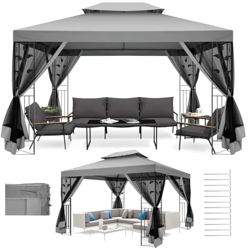 COBIZI Gazebo 10x13 Heavy Duty Gazebos with Improved Nettings Outdoor
