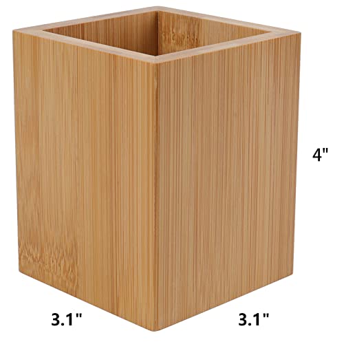 Tosnail 2 Pack Bamboo Pen Holder Pencil Holder For Desk, Makeup Brush Organizer Marker Pen Storage Cup For Office, School And Home #TOP1