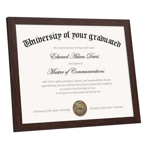 Image of upsimples Certificate Frame, 8.5 by 11 Diploma Frames, 1 Pack, Brown