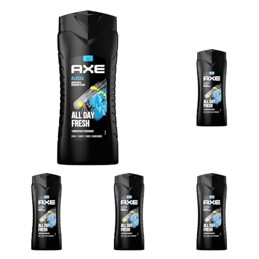 Axe 3-in-1 Duschgel & Shampoo Alaska XL Männer Duschgel für langanhaltende Frische nach der Dusche dermatologisch getestet 400 ml (Packung mit 5)