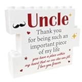 Uncle Gifts, Uncle Birthday Gifts for Uncle, Funny Gifts from Niece Nephew, Thank You Gifts DIY Gifts Building Brick Block Puzzle Desk Home Decor 4.7 x 4.9 inch