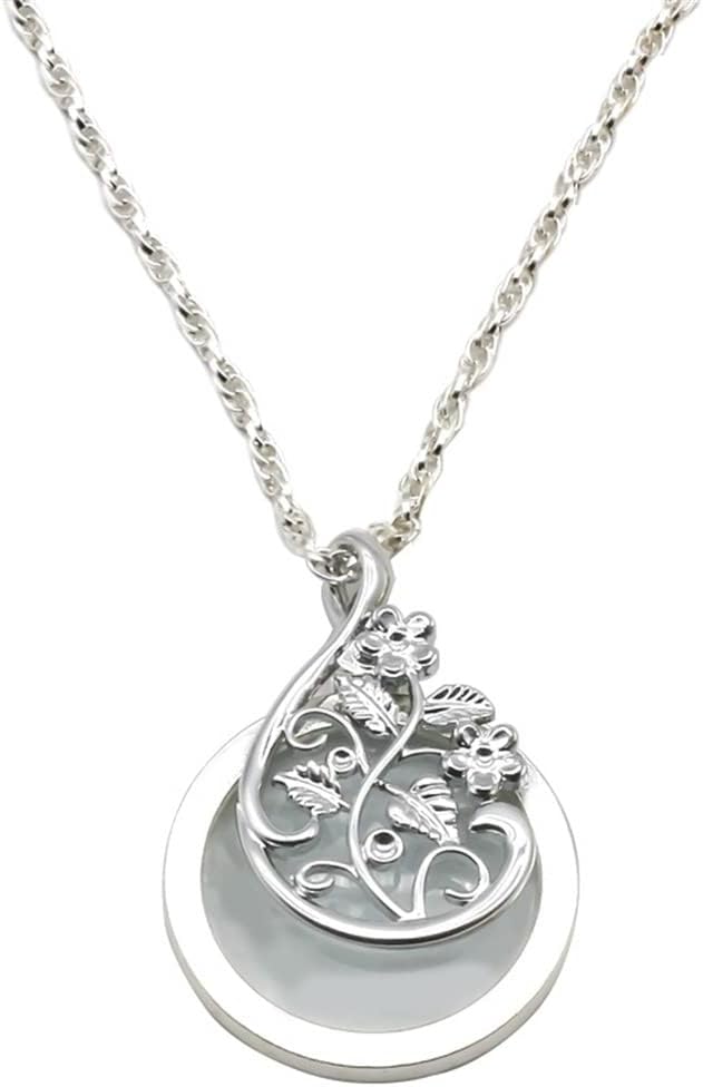 Pendant Necklace Magnifying Glass with Floral Pattern Sweater Chain Portable Good for Reading