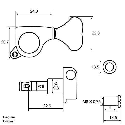 image for lotmusic Guitar Tuning Pegs, Tuners Machine, 18:1 3L3R, Tuner Keys Hea
