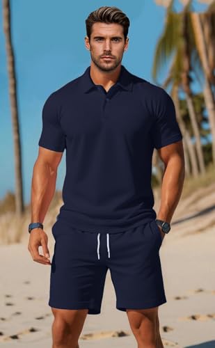 Image of Jawdrobe Co-ord Set for Men - Polo T-Shirt & Shorts Set | Loungewear, Beachwear & Daily Comfort