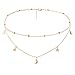 BaubleStar Star Moon Charm Necklace Layering Chain Choker for Women Girls