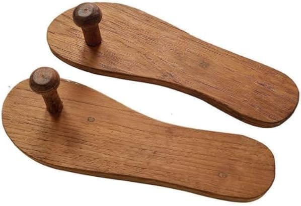 Wooden Khadau – Traditional Handcrafted Wooden Footwear for Pooja & Meditation – Authentic Indian Sandals – The Berg Peak