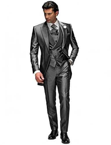 Costume slim fit 3 pièces pour homme avec finitions soignées veste et gilet