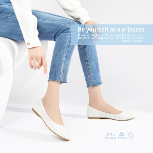 Obtaom Womens Textile Round Toe Ballet Flats Memory Foam Classic Business Slip ons Casual Fabric Dress Flat Shoes(White US7) Obtaom Womens Textile Round Toe Ballet Flats Memory Foam Classic Business Slip ons Casual Fabric Dress Flat Shoes(White US7) - Image 6