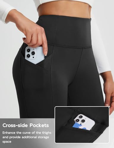 baleaf Women's Fleece Lined Leggings Thermal Winter Warm Pants High Waisted Cold Weather Tights with Cross Pockets4