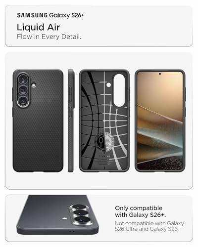 Image of Spigen Liquid Air | Samsung Galaxy S26+ Case [Flexible] [Air Cushion Protection] Galaxy S26 Plus Back Cover | TPU - Matte Black