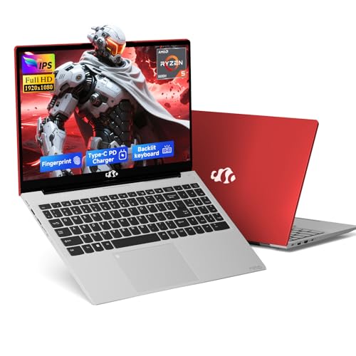 NIMO 15.6" IPS FHD-Gaming-Laptop, Ryzen 5 6600H 16GB DDR5 RAM 512GB SSD (Beat i5-1335U, 6 Cores Up to 4.5GHz) Radeon 660M GPU-Co