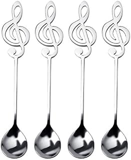 Coffee Spoons, nuoshen 4 Pcs Stainless Steel Coffee Teaspoon Musical Note Spoons Dessert Spoons Stirring Spoons