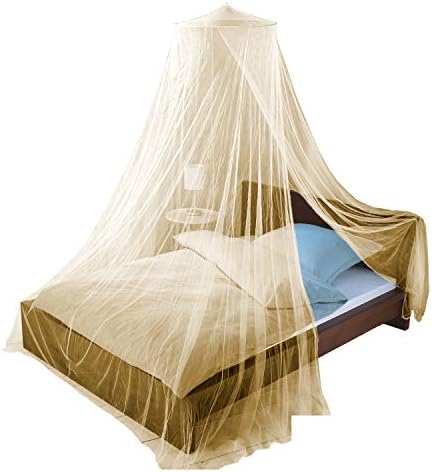 Just Relax Decorative Elegant Bed Net Canopy Set Including Full Hanging Kit, Ideal for Indoors or Outdoors, Intended for a for Covering Beds, Cribs, Hammocks (Beige, Queen/King)