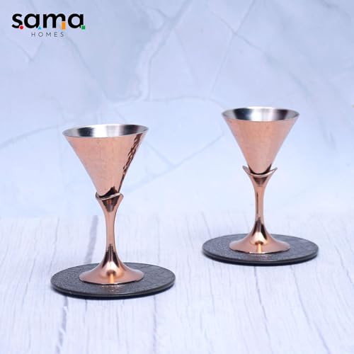 Set de 2 vasos de tequila cobre acabado cónico miniatura 2