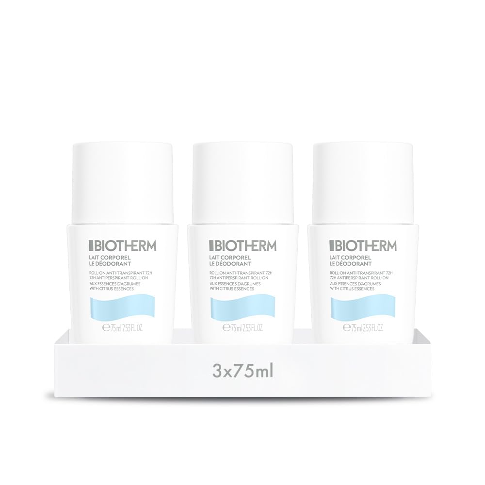 Biotherm Lait Corporel Deo Roll-On, pflegendes Deodorant mit fruchtigem Duft von Orange, Mandarine und Bergamotte, schützender Deoroller für Damen, gegen Schweiß und Achselnässe, 75 ml