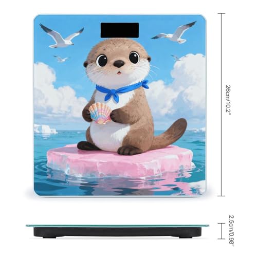Báscula de baño digital Sea Otter con pantalla LCD y base antideslizante miniatura 2