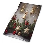 Foulard magique multifonctionnel sans couture, arbre de Noël et cloches, masque de cyclisme chaud et polyvalent, cache cou, écharpe coupe vent, Sapin de Noël et cloches, Taille unique