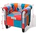 VidaXL Poltrona Relax In Tessuto Patchwork Multicolore – Girevole 360° Con Struttura In Acciaio