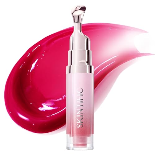 SKINTIFIC Peptide Brightening Lip Serum, Hydrating & Plumping Tinted Lip Gloss, Moisturizing Lip...