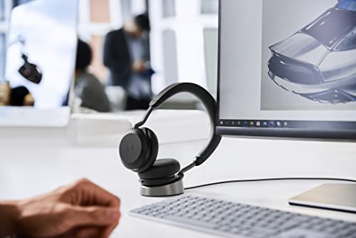 Image of Jabra Evolve2 75 Wireless PC Headset with Charging Dock and 8-Mic Technology - Dual Foam Stereo Headphones with Advanced Active Noise Cancellation, USB-A Bluetooth Adapter and UC Compatibility - Black