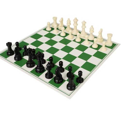 Image of 18 inch Vinyl Chess Set, Foldable Tournament Style Chess Board for Kids & Adults, Durable Vinyl Mat Chessboard, Portable Chess Board, Beginners & Professionals, Classic Board Game