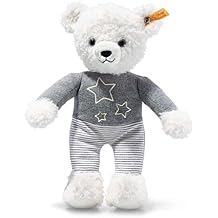 Steiff Glow in The Dark Knuffi Teddy Bear, Premium Stuffed Animal, Comforting Animal Plush Toys, Plushy Toy for Girls Boys and Kids Gray & White, 12"