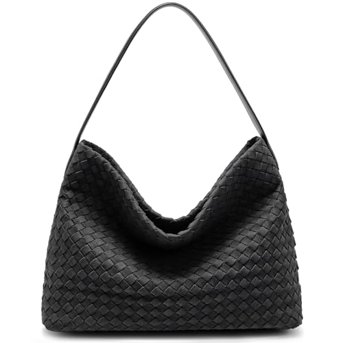 Bolso Tote Tejido de Cuero Vegano para Mujer Negro miniatura 1