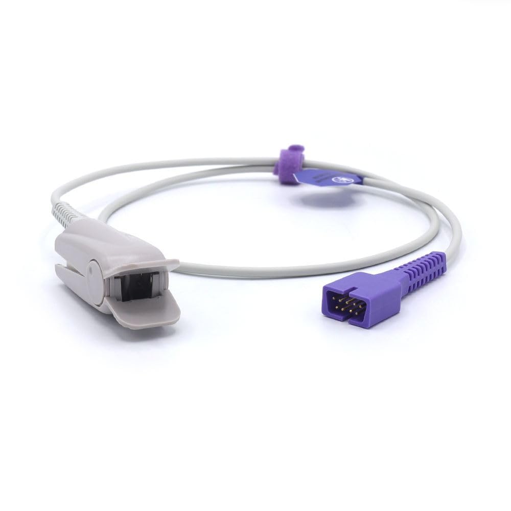Sino-k Compatible con Sensor Nellcor Spo2 DS100A Clip adulto con dedo 3.2 pies 9 Pines Sensor de sonda Conector FDA/CE Aprobado