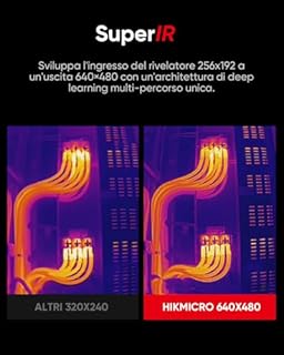 HIKMICRO Termocamera B01S, Risoluzione IR 256 x 192, WiFi, 25 Hz, Termocamera, schermo LCD da 3,2 "con risoluzione di 640 x 480, Imager Termico Portatile a Infrarossi da 49.152 Pixels