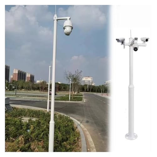 HAIXHX Poste para cámara de vigilancia Poste De Acero Galvanizado para Cámara De Vigilancia, Varilla para Cámara De Seguridad con Pararrayos Y Soporte De Montaje, Montado(H 250cm/8.2ft)